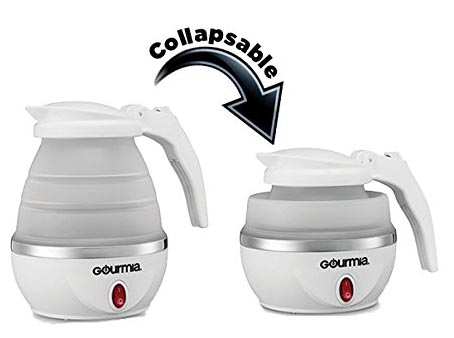 way how gourmia gk320 travel kettle can be collapsed into a smaller dual voltage kettle